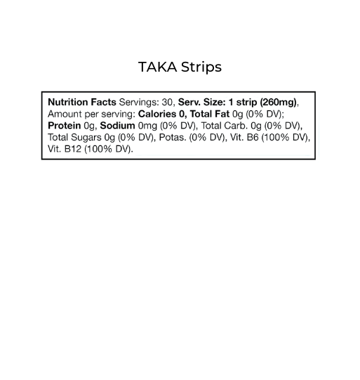 Taka Strips Nutritional Label